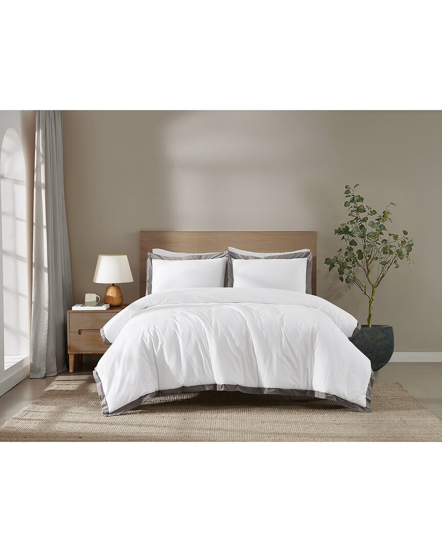 Brooklyn Loom Cotton Hotel Border Comforter Set In White