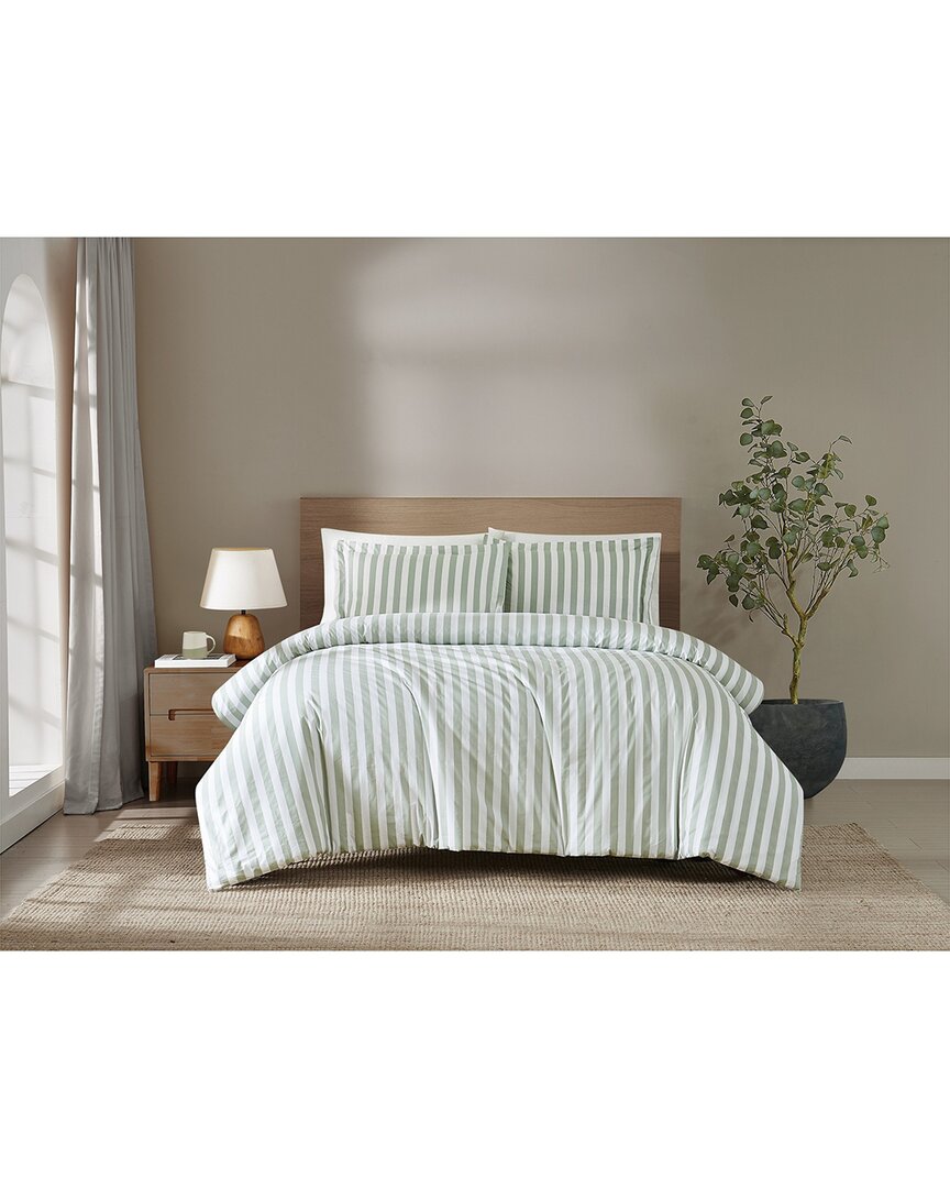 Brooklyn Loom Levi Stripe Comforter Set In Green