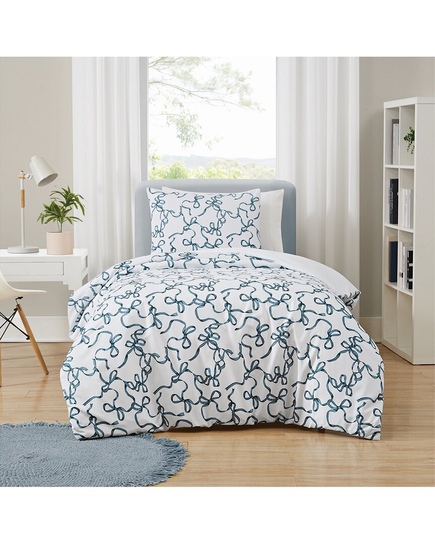 Truly Soft Printed Bow Duvet Set In Blue