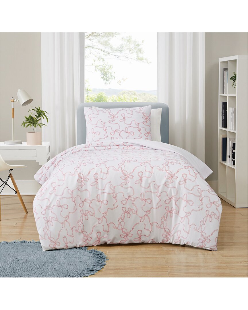 Truly Soft Printed Bow Duvet Set In Pink