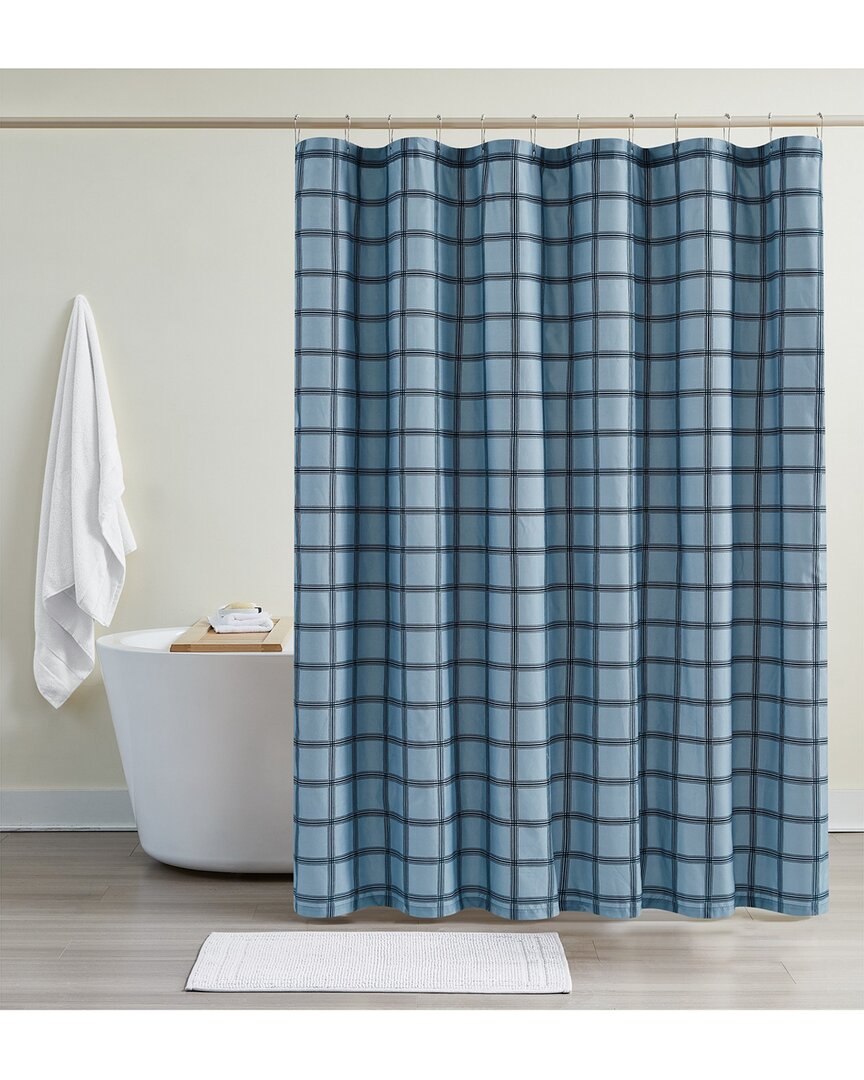Cannon Luka Grid Shower Curtain In Blue