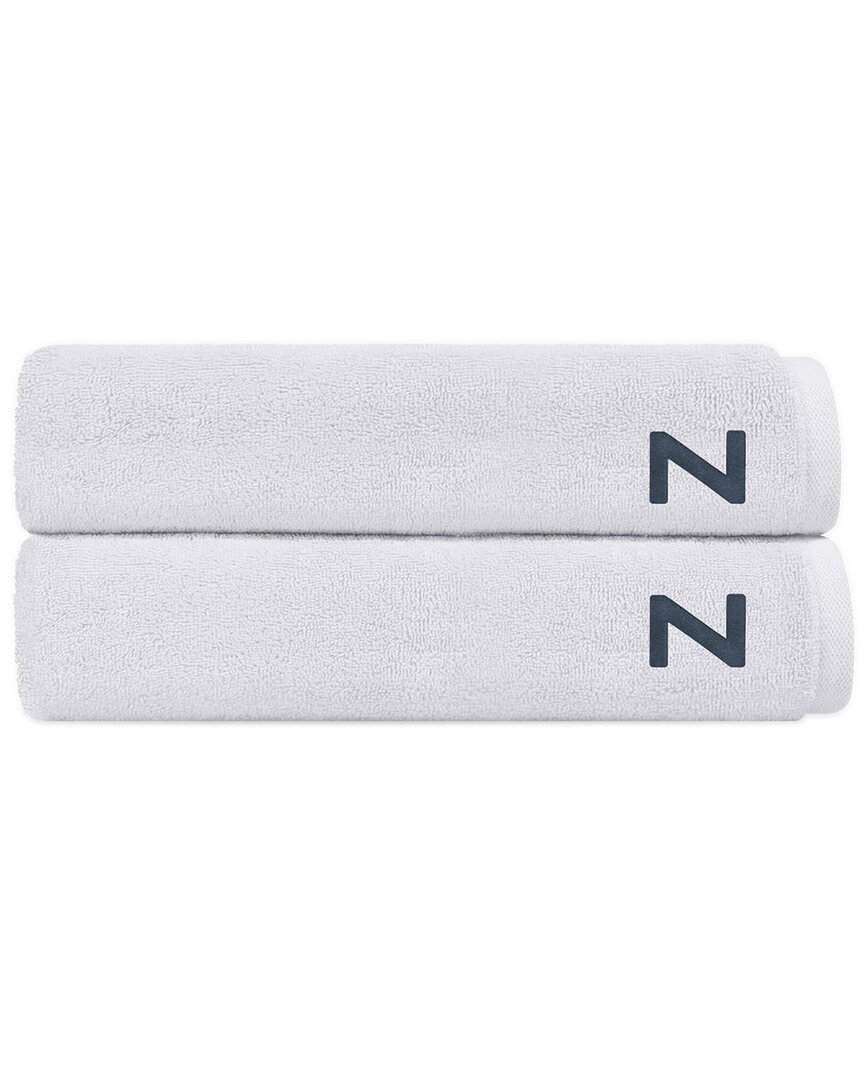 Depera Home Set Of 2 Puresoft Monogrammed Turkish Bath Sheets In White