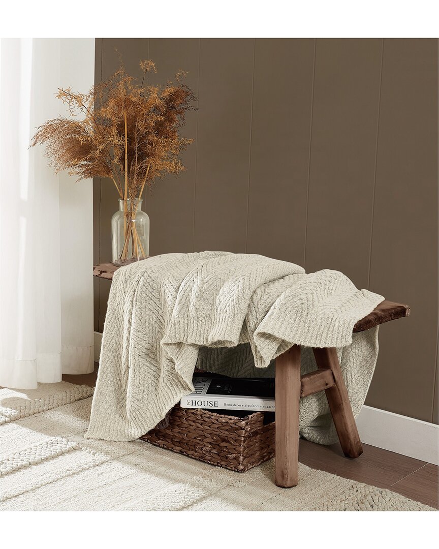 Frye Chevron Fuzzy Throw In Neutral