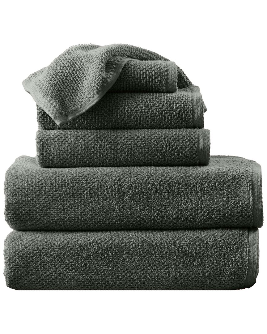 Linery & Co Luxury Cotton Textured Bath Towel In Green