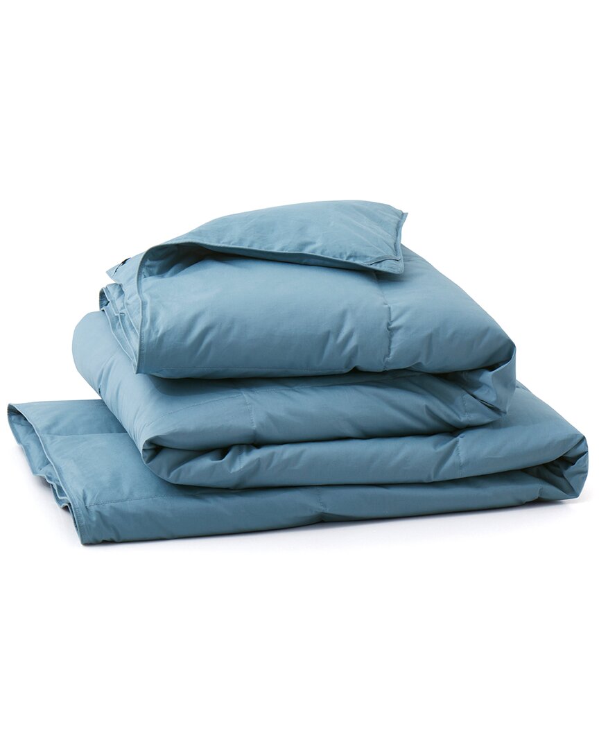 Unikome All Season Organic Cotton White Goose Down Duvet In Blue