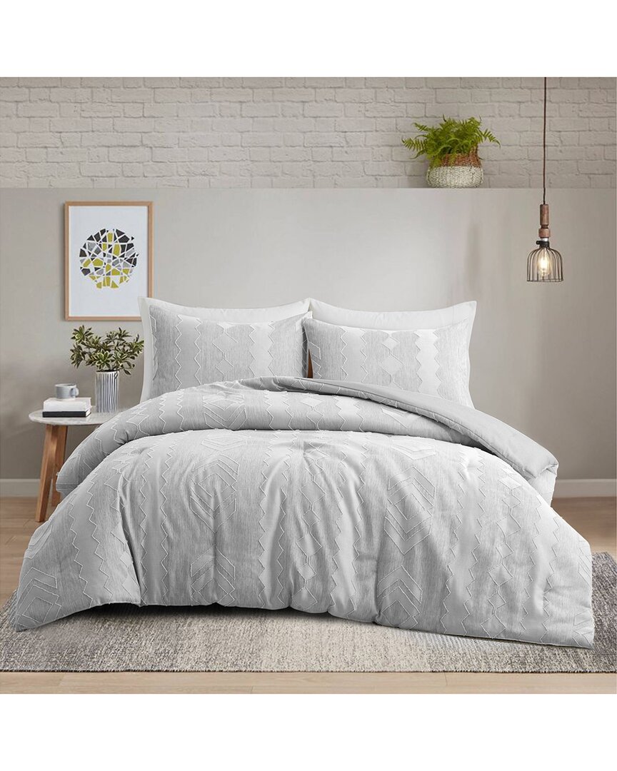 Unikome Textured Jacquard Comforter Set In Gray