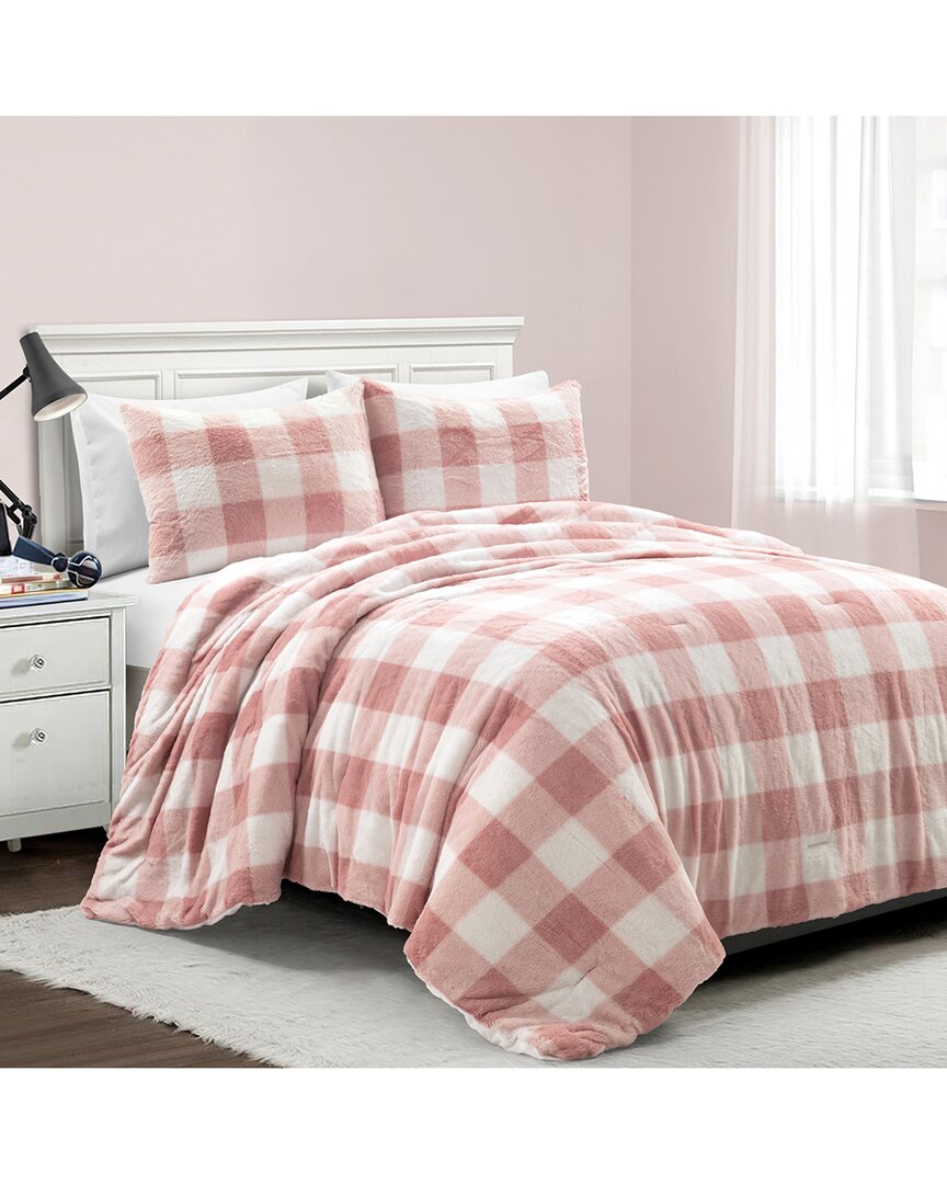 Lush Decor 2pc Plaid All-season Back-to-campus Comforter Set In Pink