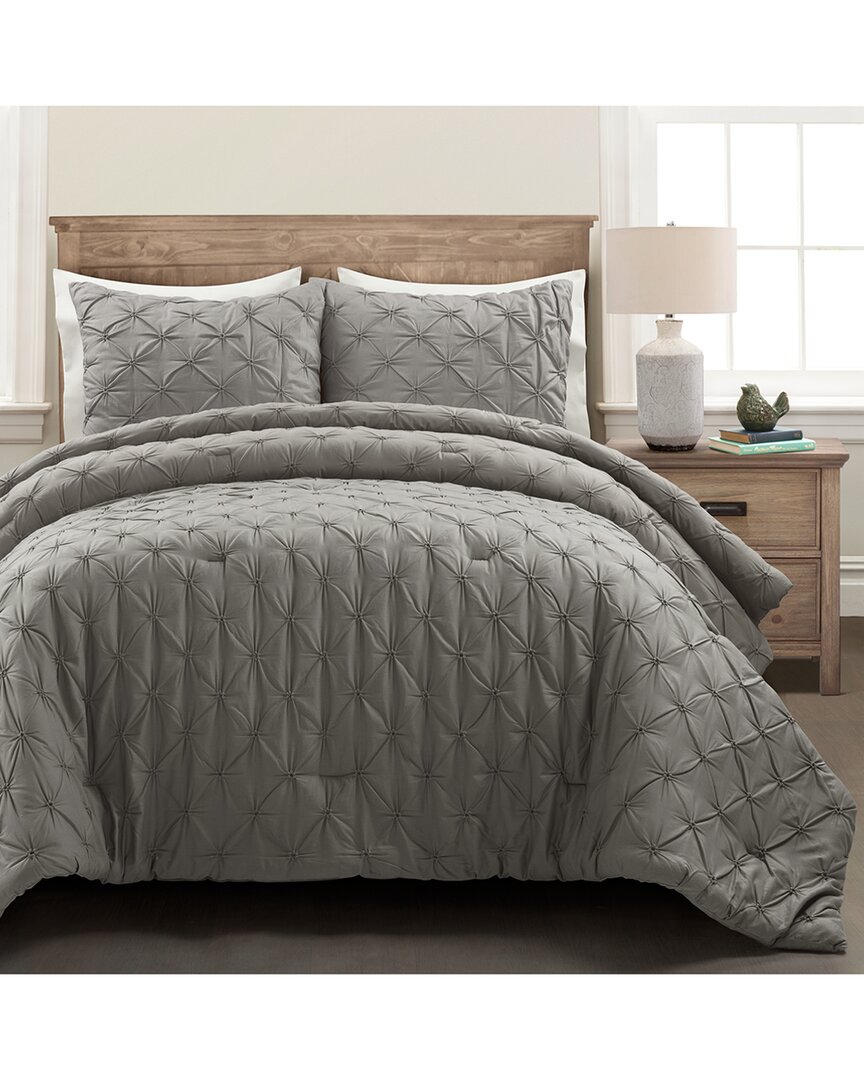 Shop Lush Decor 3pc Ravello Pintuck Comforter Set In Gray