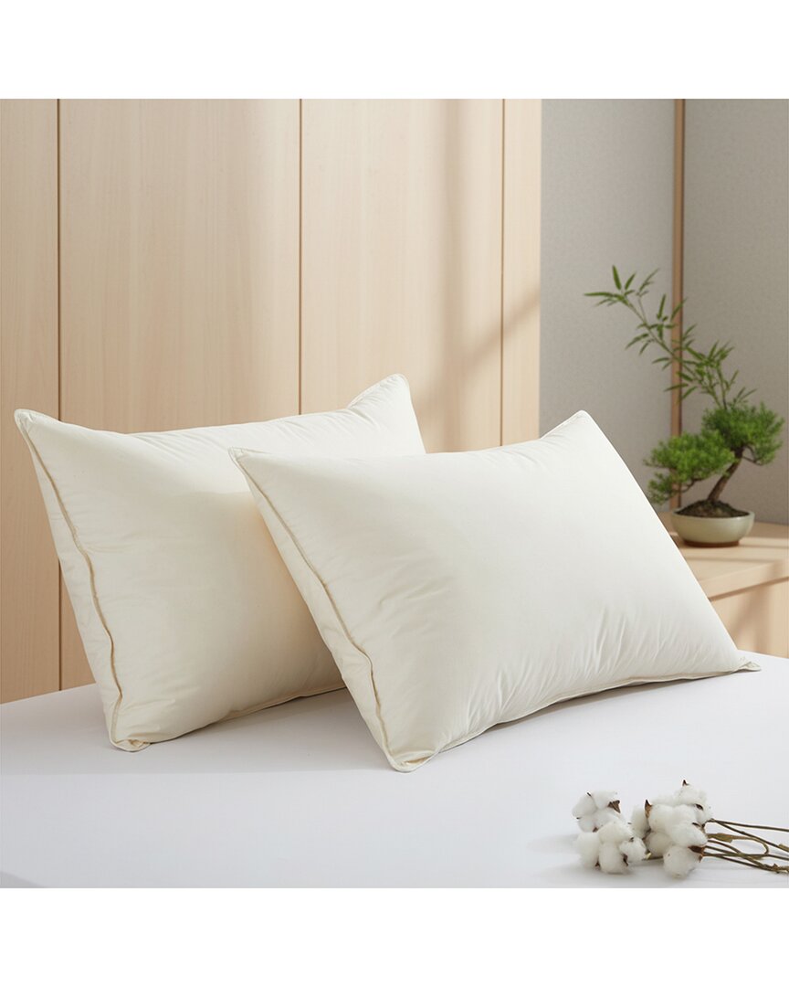 Unikome 300 Thread Count 2-pack Organic Cotton Down Feather Bed Pillows In Neutral