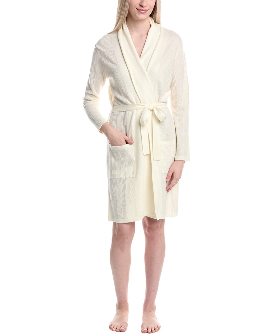 Sofia Cashmere Sofiacashmere Herringbone Texture Cashmere& Wool-blend Robe In Sand