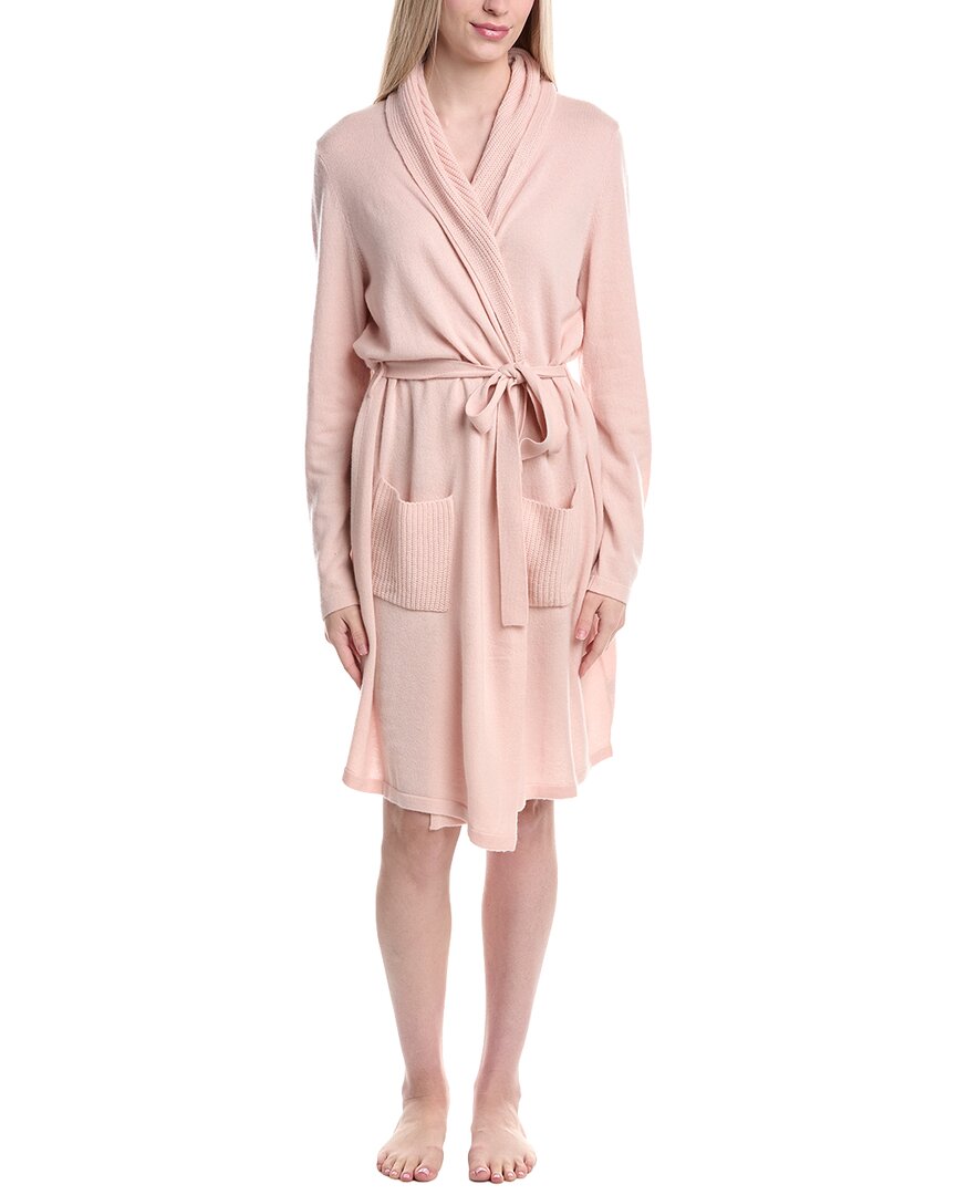 Sofia Cashmere Sofiacashmere Rib Shawl Collar Cashmere& Wool-blend Jersey Robe In Sand