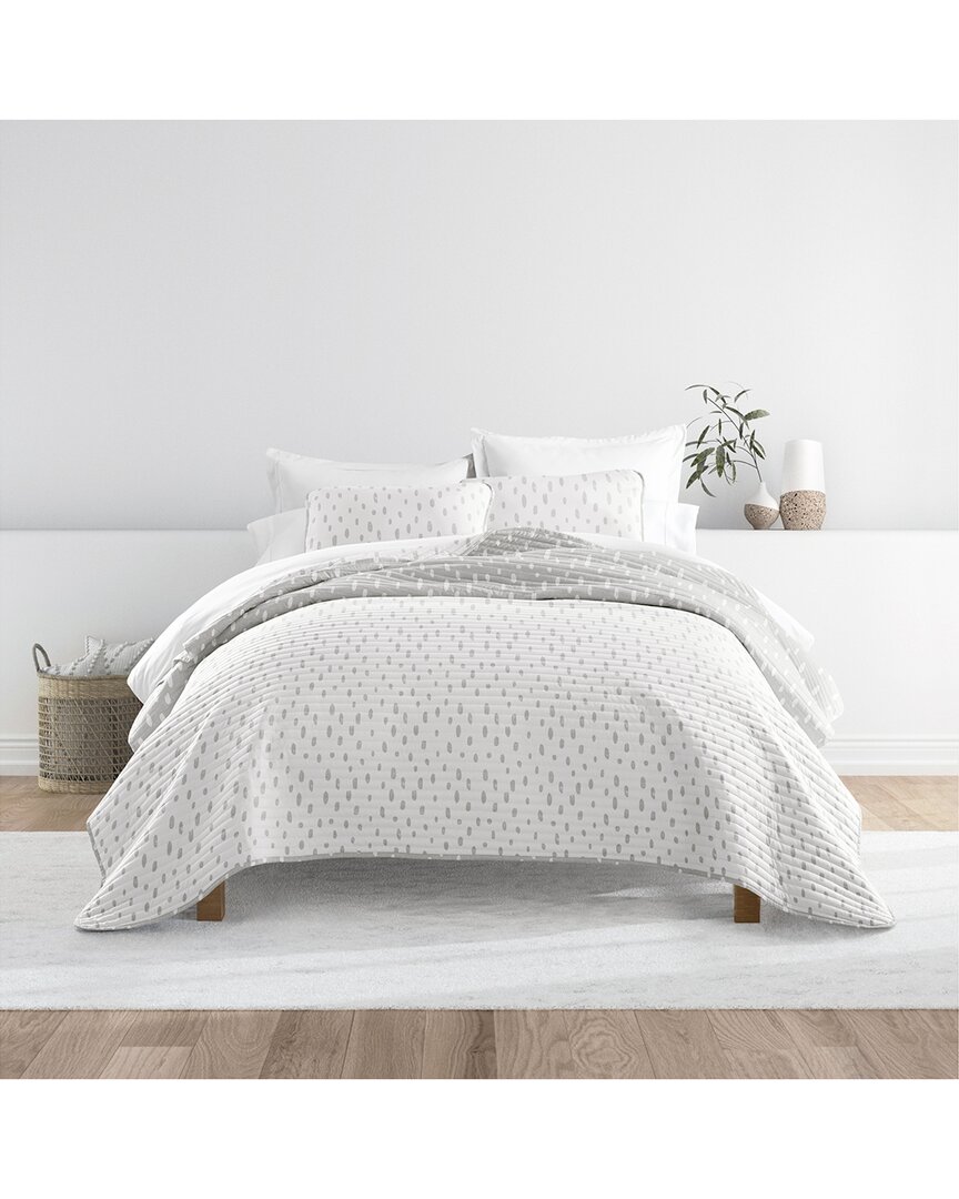Home Collection All Season Painted Dots Reversible Quilt Set In Gray