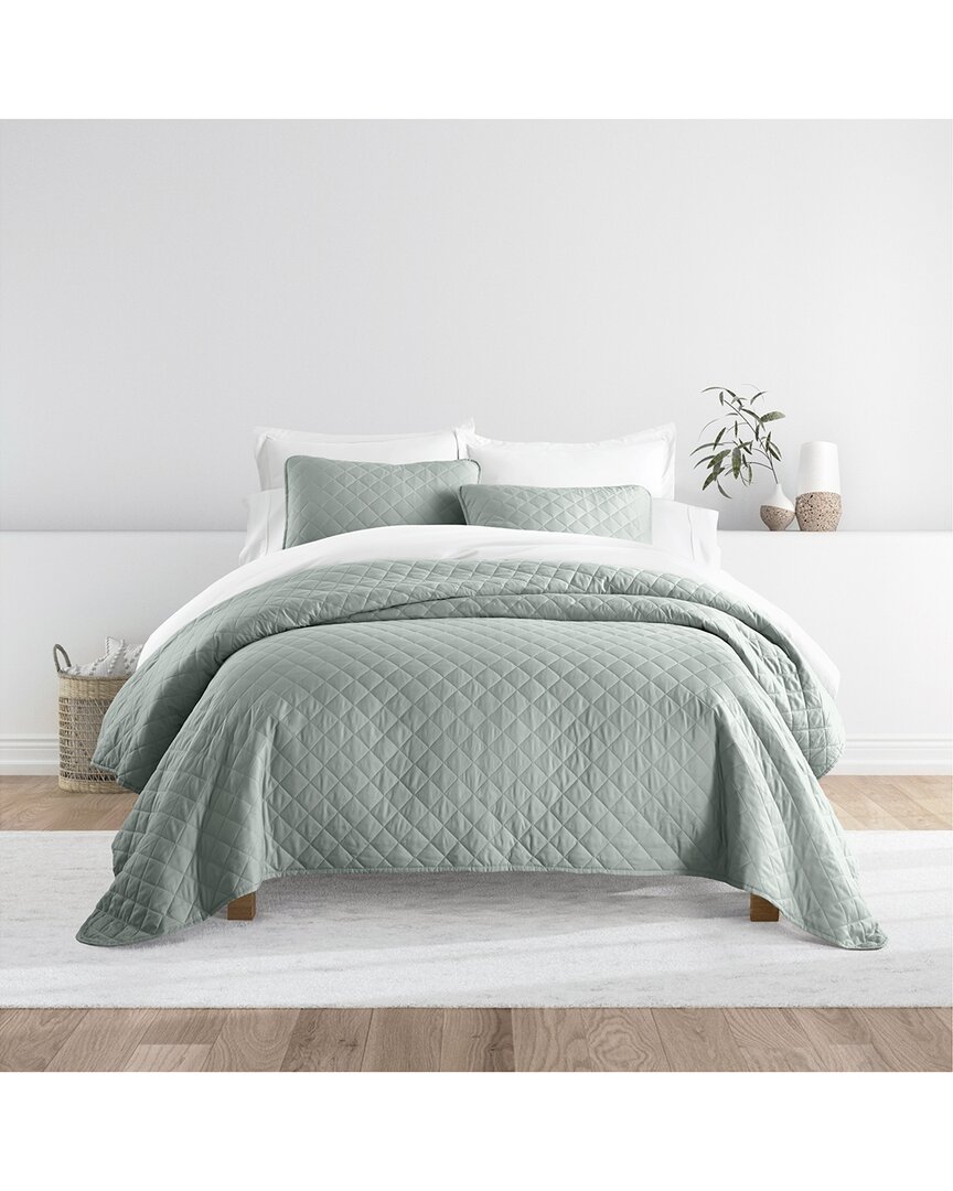 Home Collection All Season Diamond Stitch Quilt Set In Green