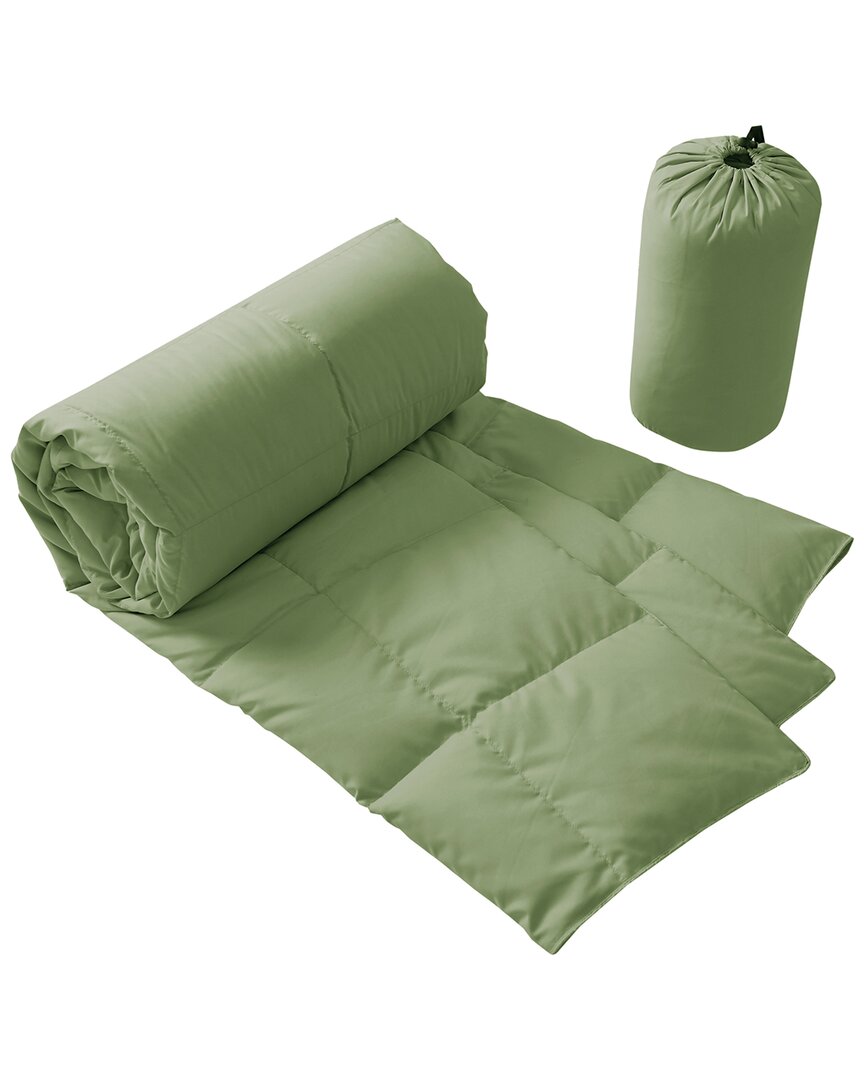 Beautyrest Power Packable Down Throw With Pouch In Green