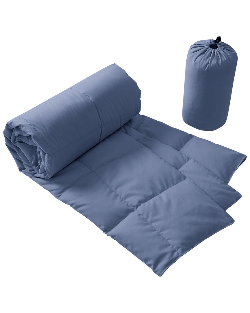 Beautyrest Power Packable Down Throw With Pouch In Blue
