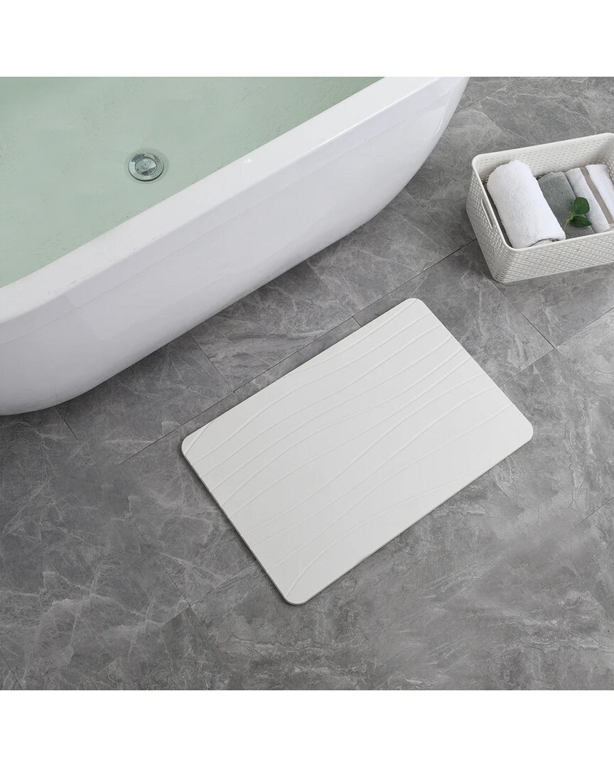 J&v Textiles Diatomaceous Quick-drying Stone Bath Mat In White