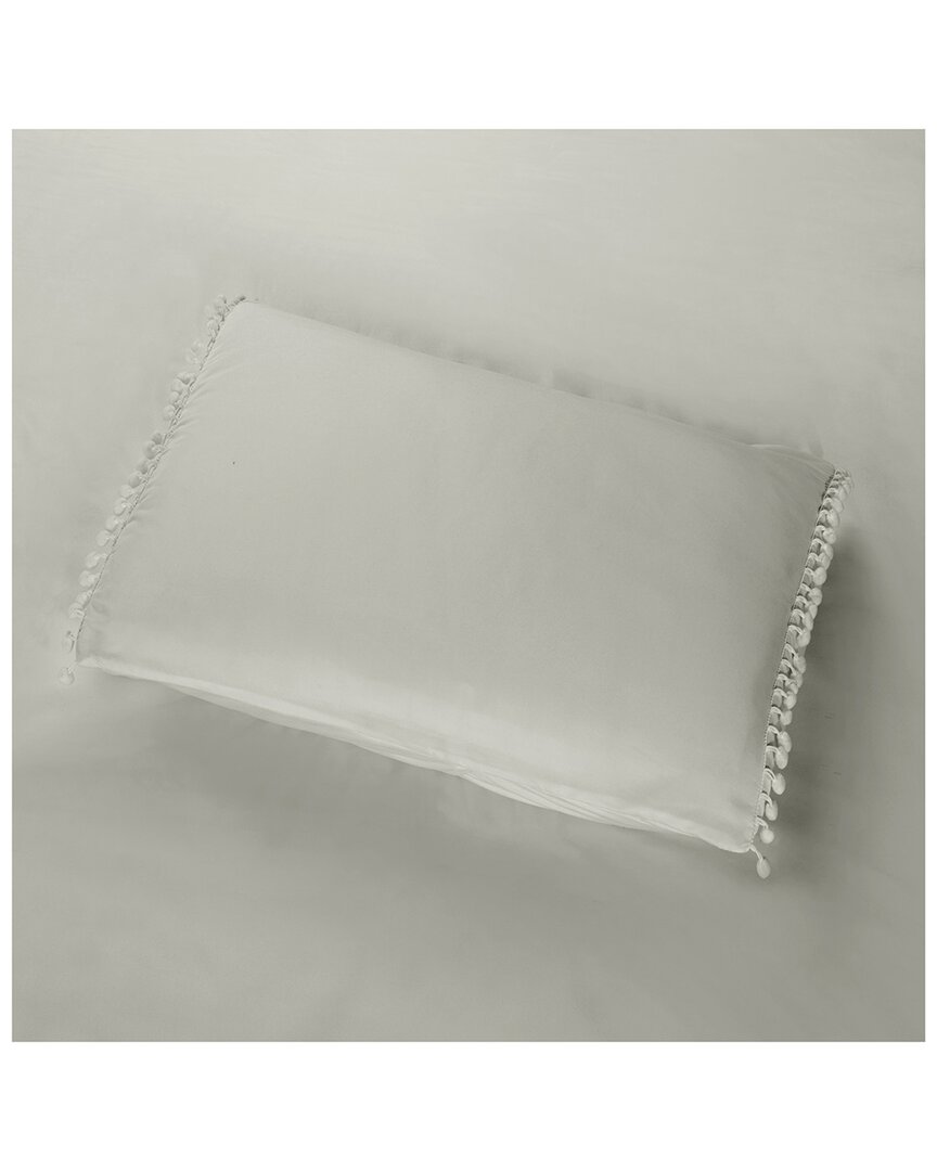 Shop Superior Discontinued  Pom-pom Fringe Down Alternative Soft Breathable Microfiber Comforter Set In Grey