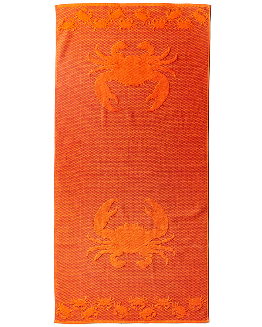 Dohler Sculpted Double Jacquard Crabs Beach Towel In Orange