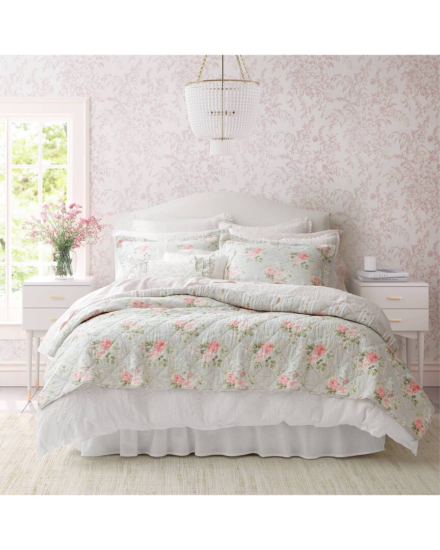 Laura Ashley Melany Reversible Quilt Set In Pink