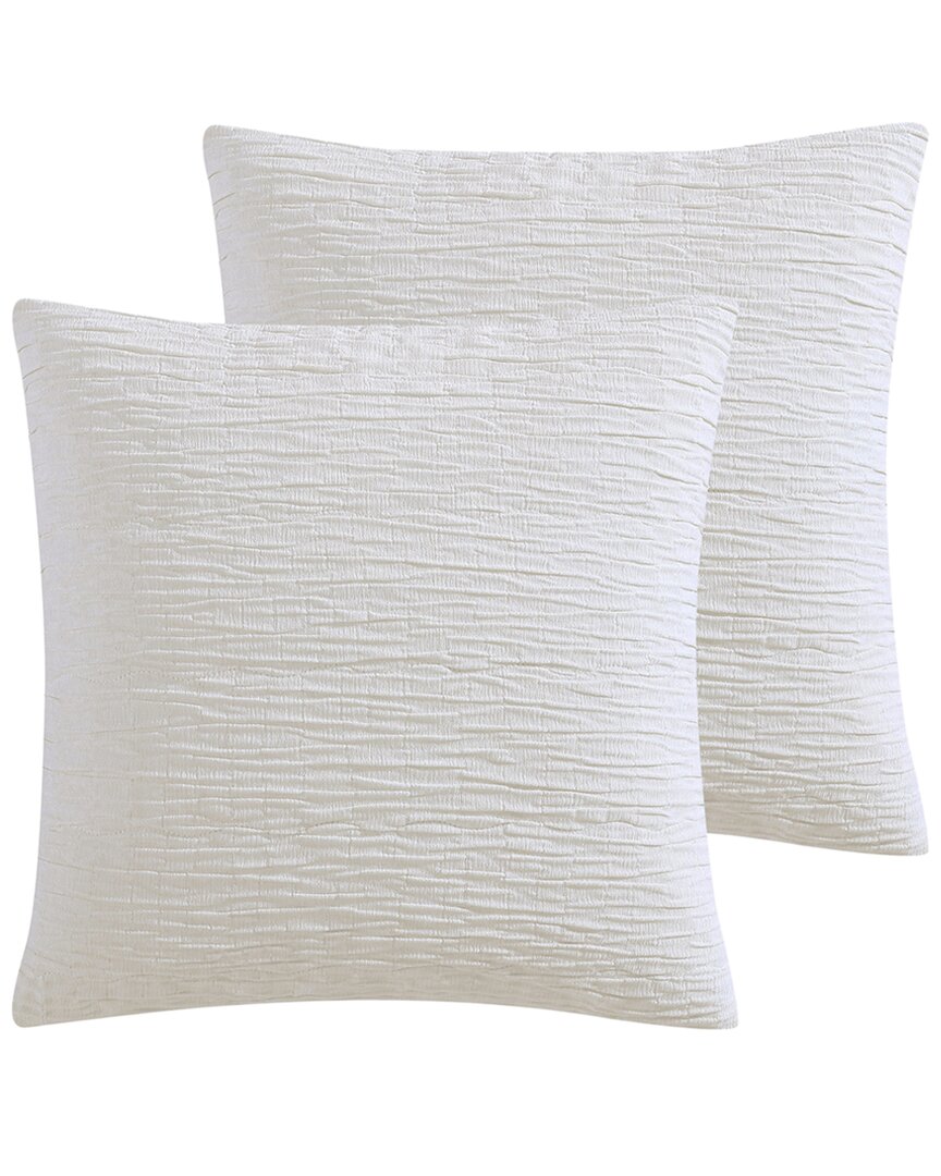 Vera Wang Ruched Chenille Square Pillow Cover In Ivory