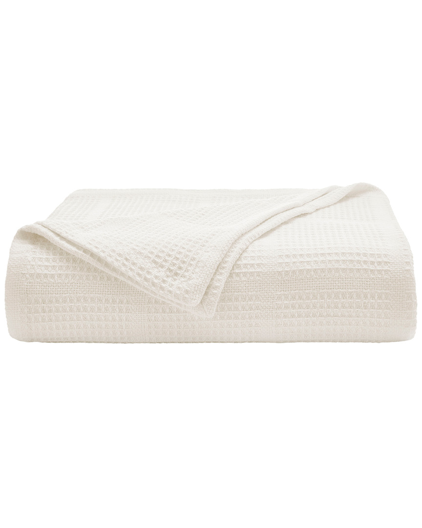 Kenneth Cole New York Waffle Grid Blanket In White