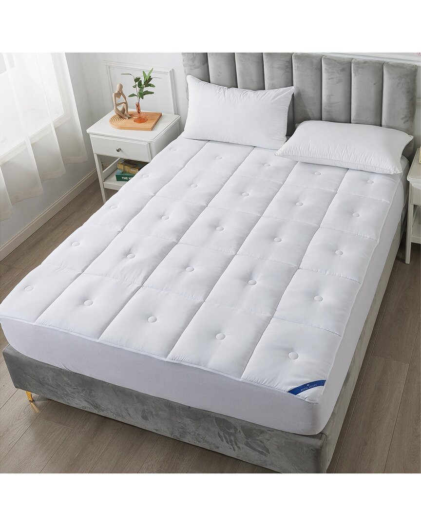 Royal Velvet Button Stitch Stain Resistant Mattress Pad In White