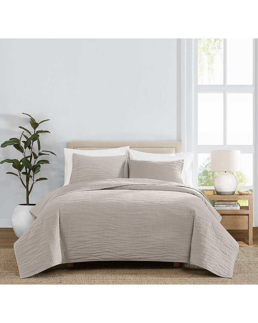 Royal Velvet Wavy Cotton Velvet Quilt Set In Brown