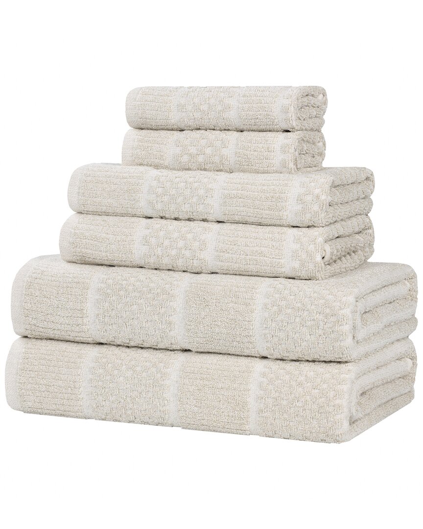 Superior Naples Medium Weight Checkered & Ribbed 6pc Towel Set