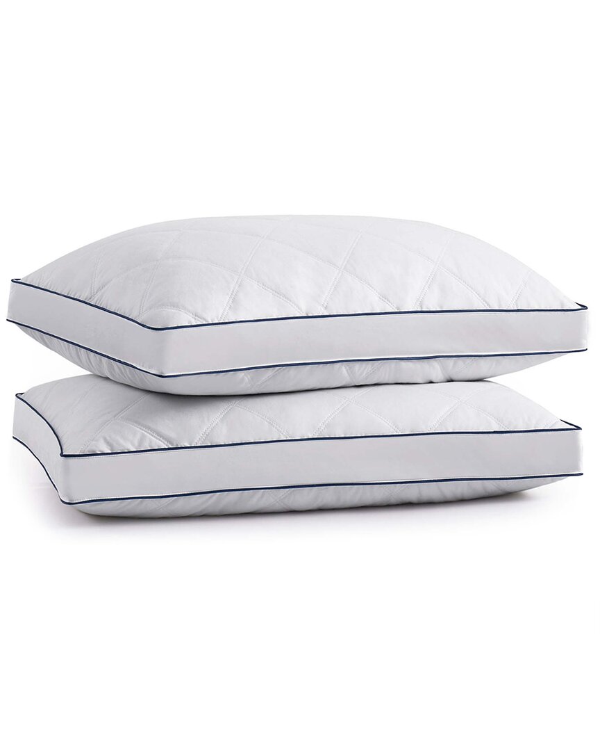 Unikome 2pk Diamond Quilted Goose Down And Feather Gusseted Bed Pillows In White