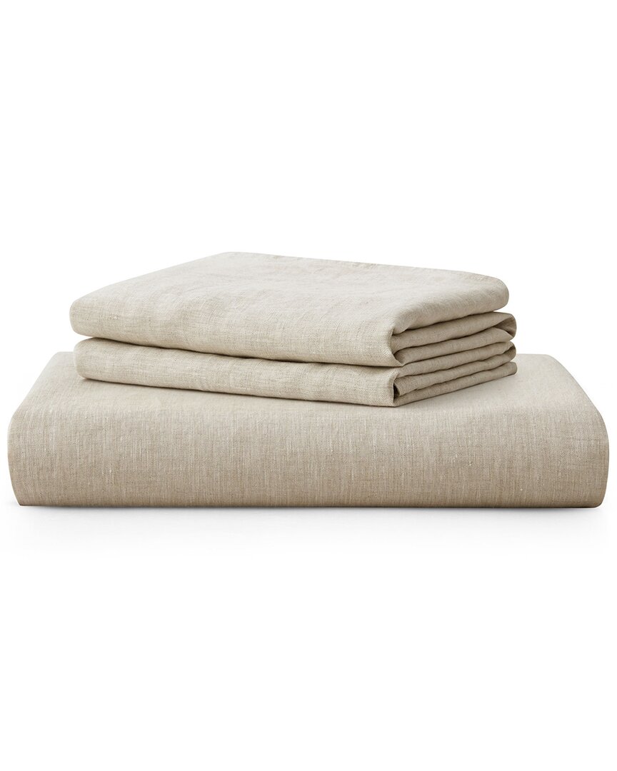 Unikome Soft Washed Linen Duvet Cover Set In Beige