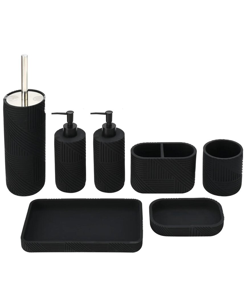 J&v Textiles 7pc Urban Grid Resin Bathroom Accessories Set