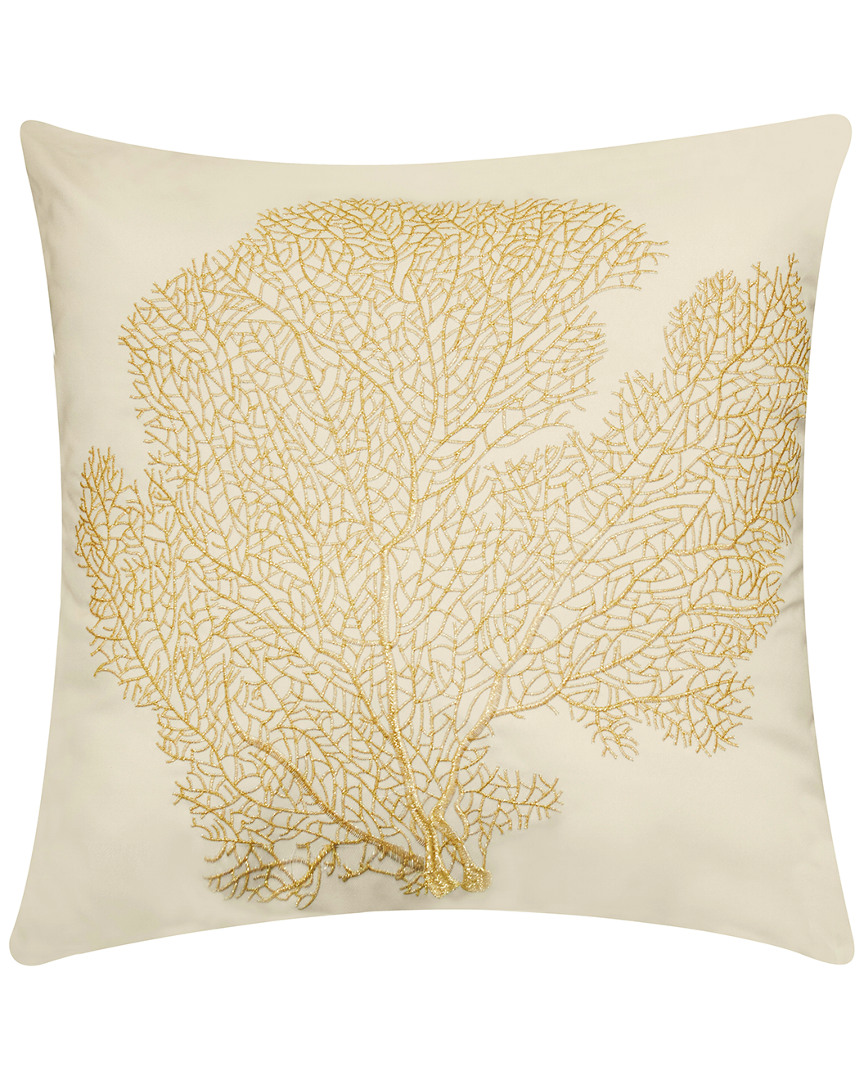 Edie Home Indoor/outdoor Embroidered Coral Pillow In Multi