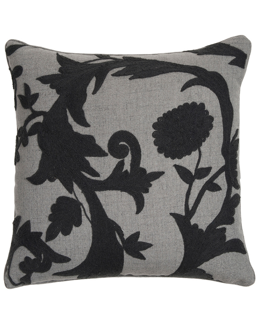 Edie Home Floral Crewel Embroidered Pillow In Multi