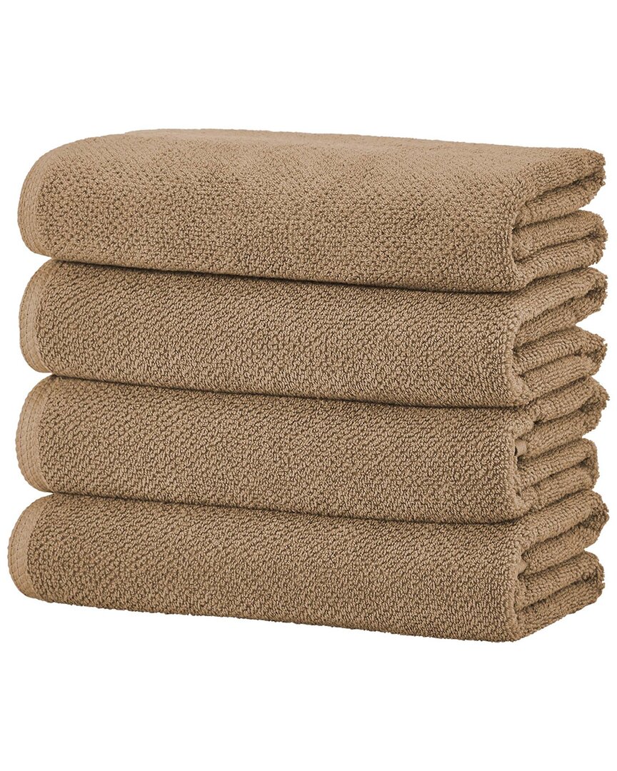 Linery & Co Luxury Cotton Textured Bath Towel In Brown