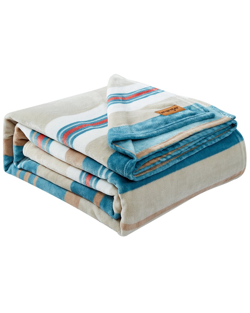 Shop Wrangler Modern Serape Stripe Ultra Soft Plush Fleece Blanket In Blue