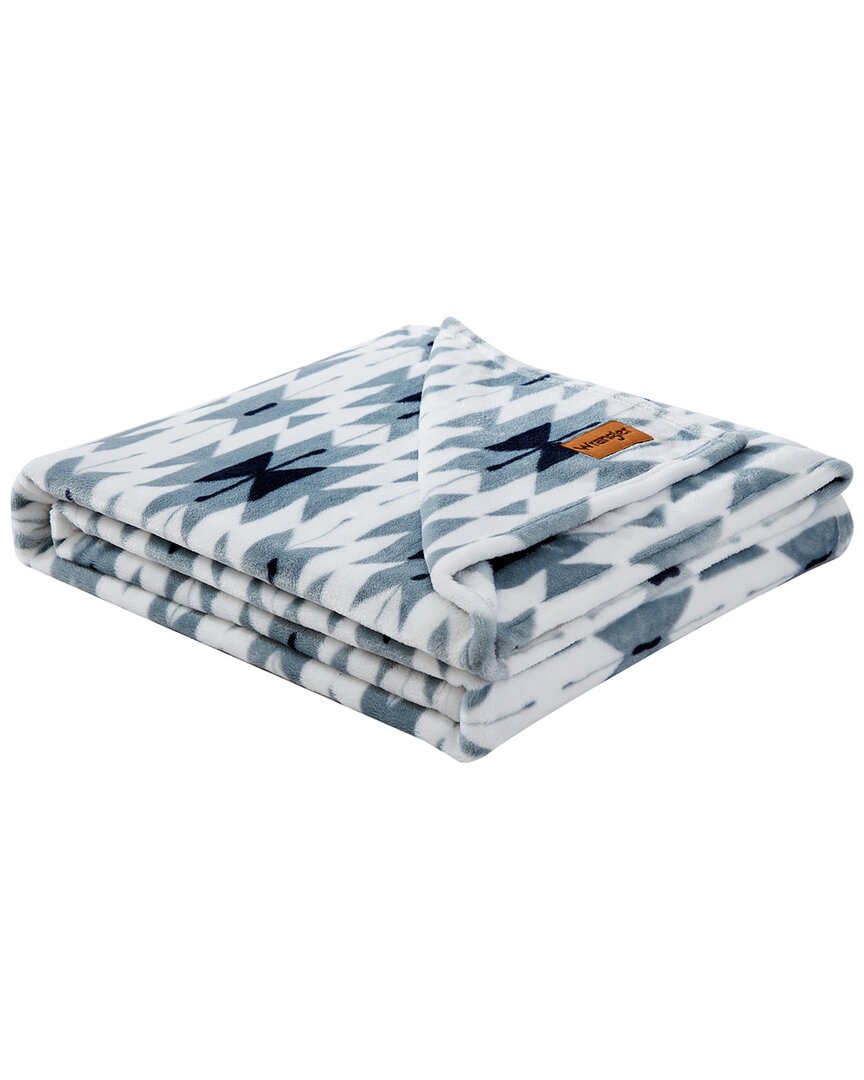 Shop Wrangler Navajo Ultra Soft Plush Fleece Reversible Throw Blanket In Blue