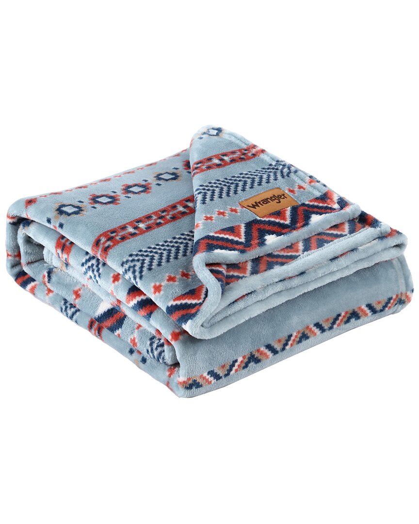 Shop Wrangler Diamond Trail Ultra Soft Plush Fleece Reversible Throw Blanket In Blue