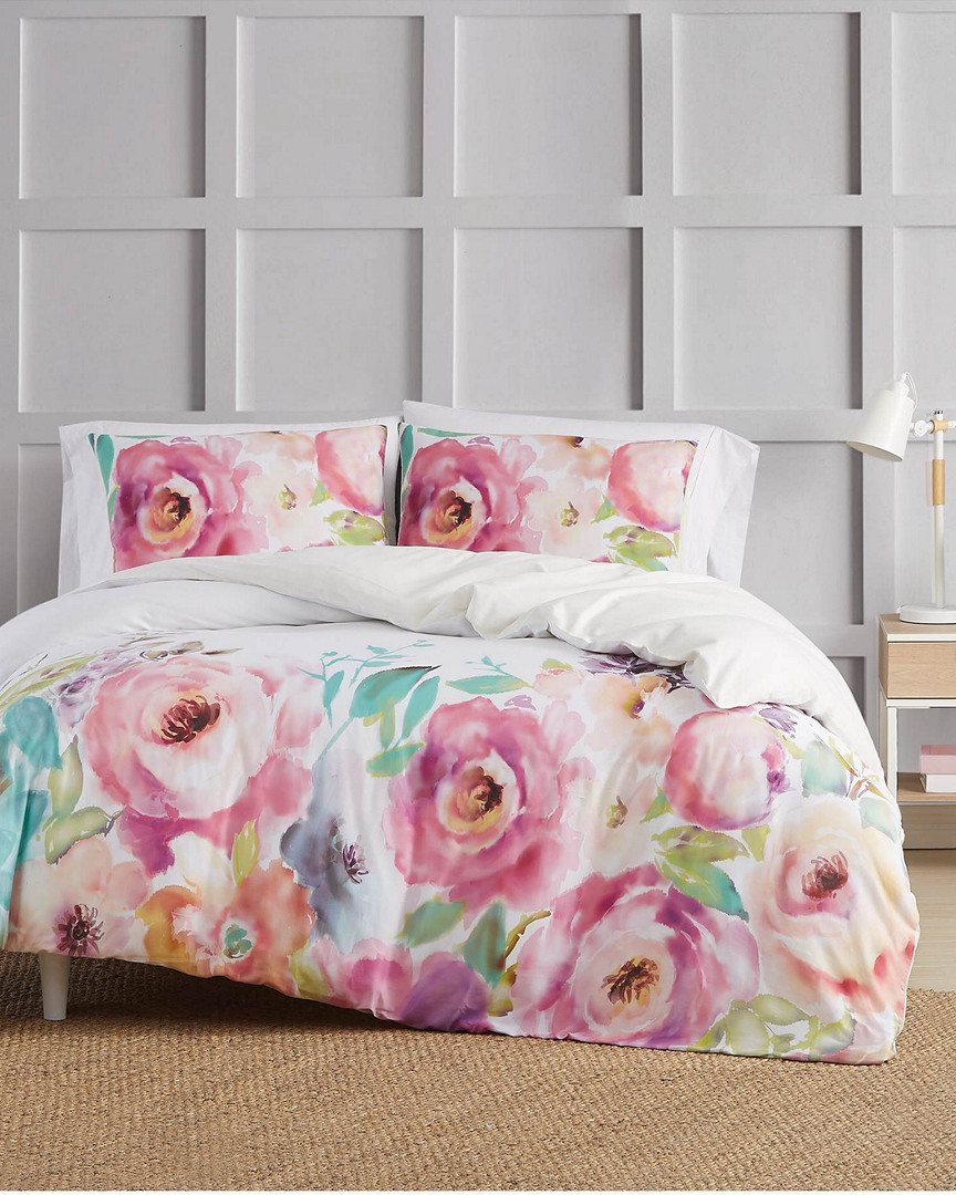 Shop Christian Siriano Ny Spring Flowers 3pc Duvet Cover Set In Pink