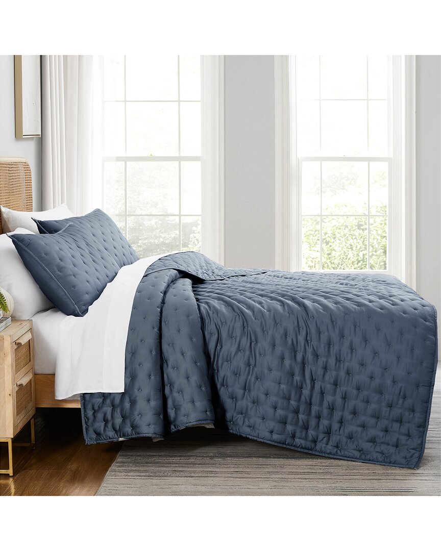 Southshore Fine Linens Luxurious Bamboo Quilt Set In Blue