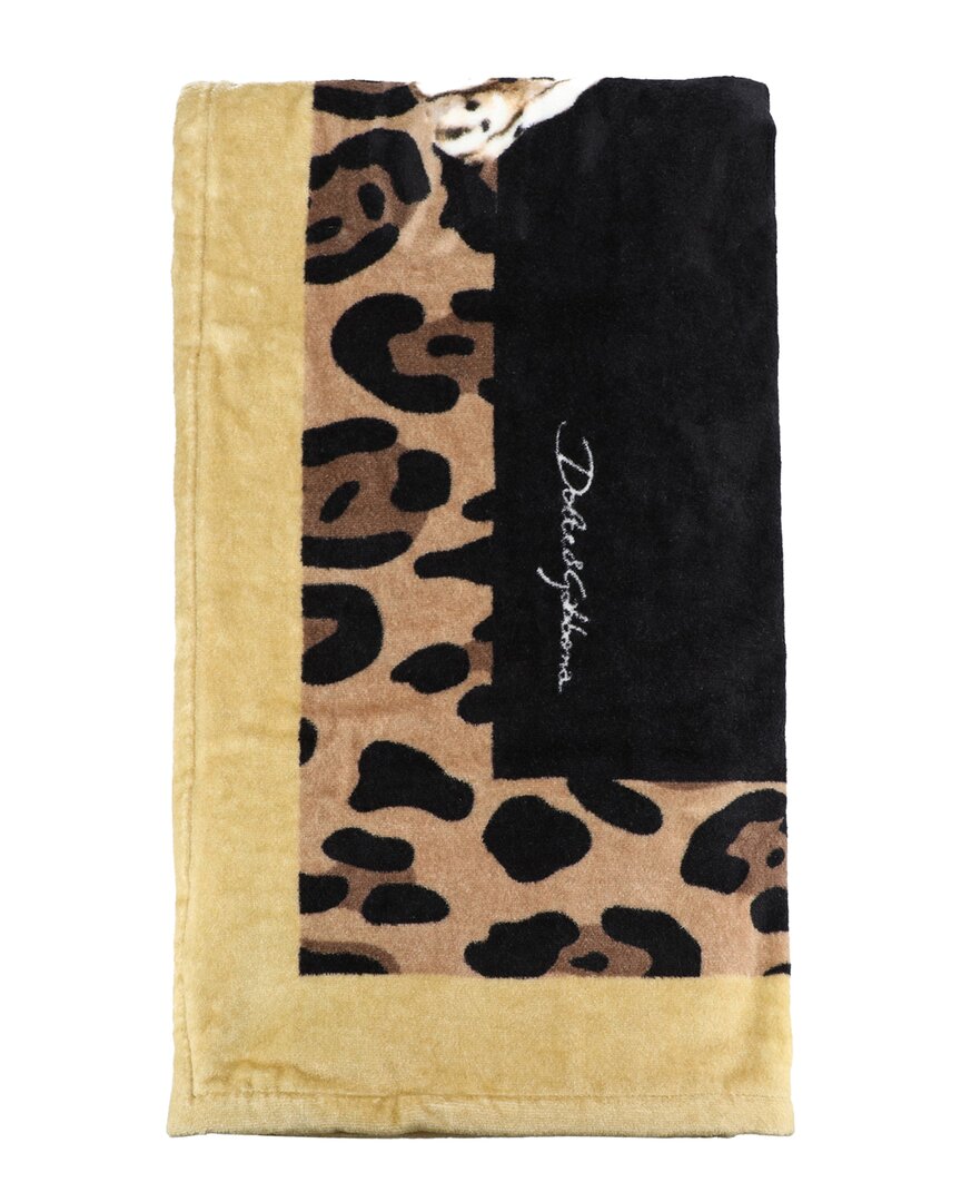 Dolce & Gabbana Terry Cotton Beach Towel In Brown