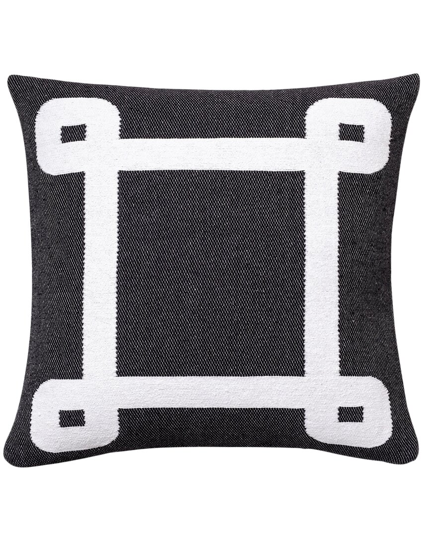 Brooks Brothers Geo Border Decorative Cotton Pillow In Black White