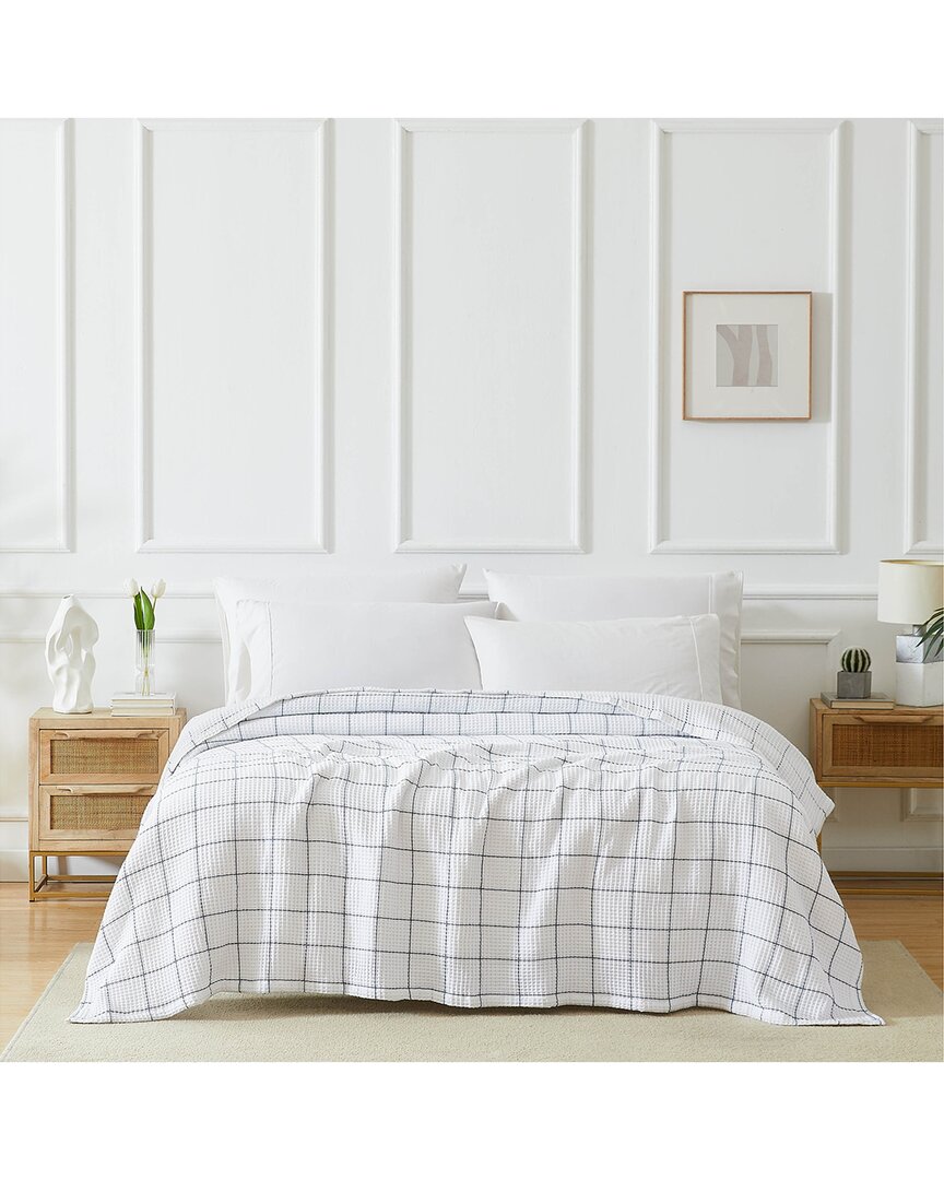 Southshore Fine Linens Check Cotton Waffle Throw In White