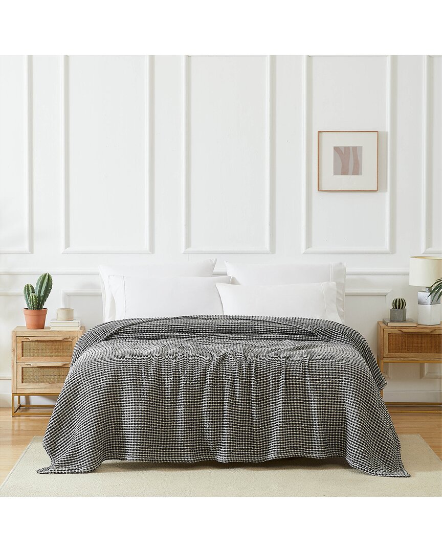 Southshore Fine Linens Tama Cotton Waffle Throw In Black