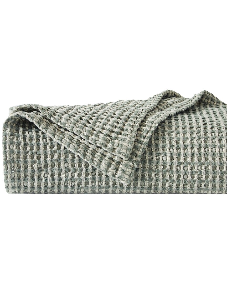 Southshore Fine Linens Tama Cotton Waffle Blanket In Green