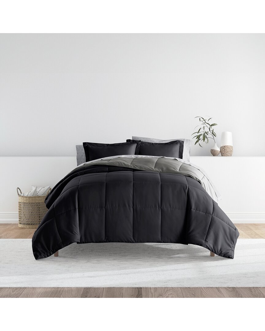 Home Collection All Season Lightweight Down Alternative Reversible Comforter In Black
