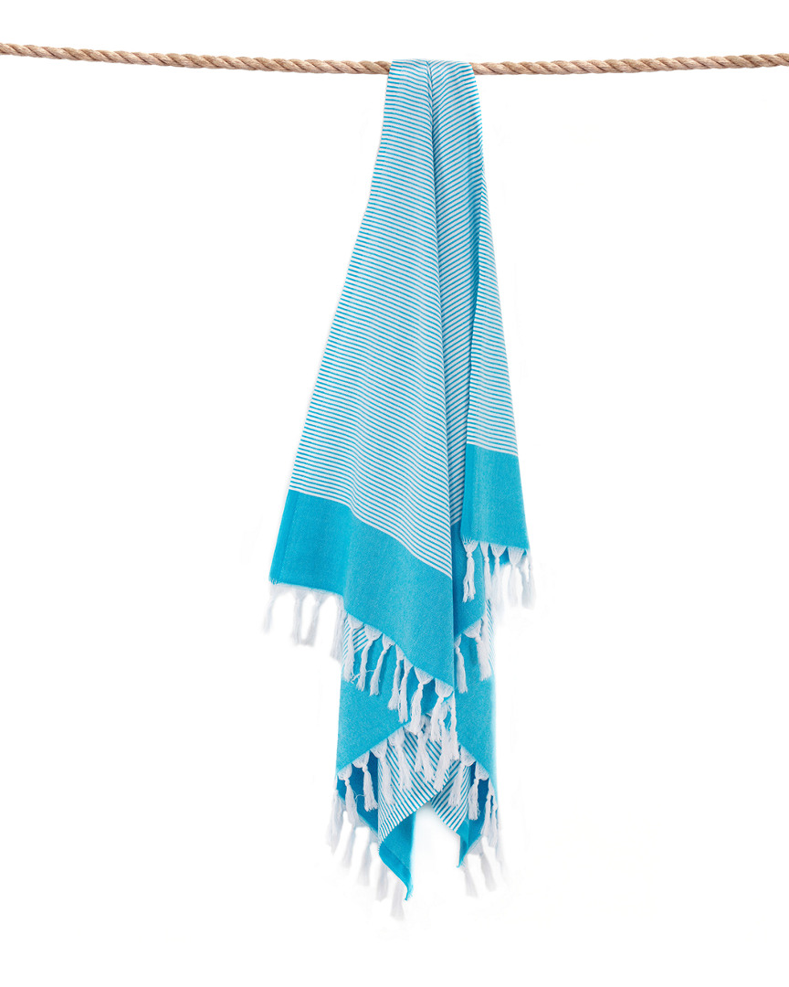 Linum Home Textiles Elegant Thin Stripe Pestemal Beach Towel In Turquoise