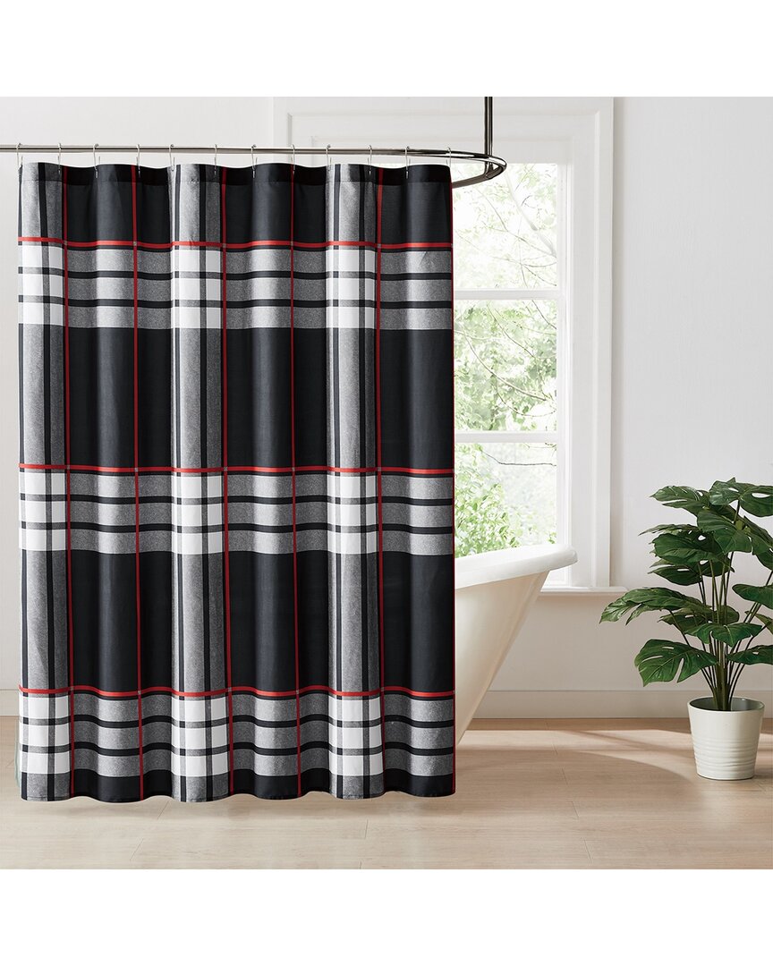 Truly Soft Danbury Plaid Shower Curtain In Black