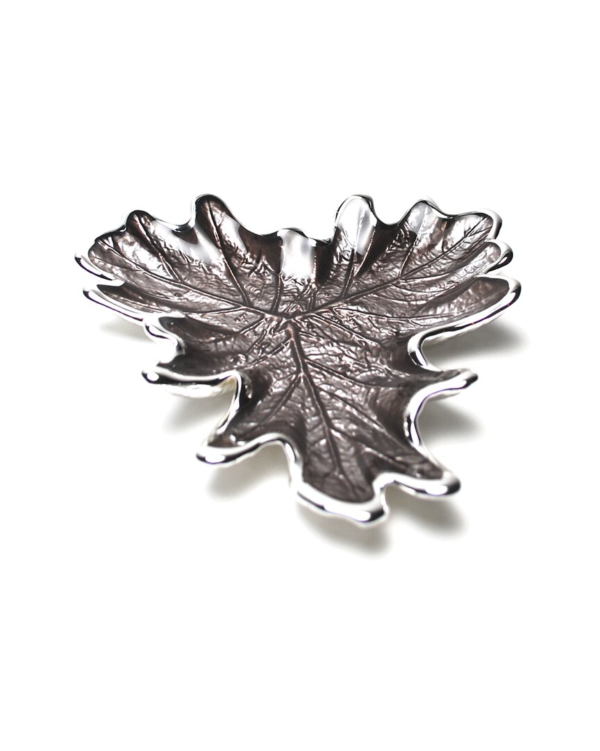 Murano Art Collection Murano 7in Foglia Grape Leaf Plate In Gray