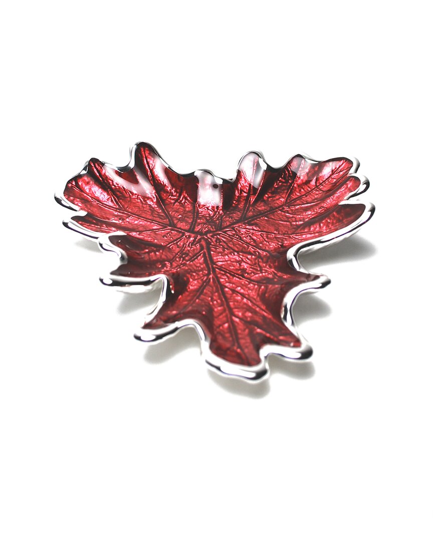 Murano Art Collection Murano 7in Foglia Grape Leaf Plate In Red