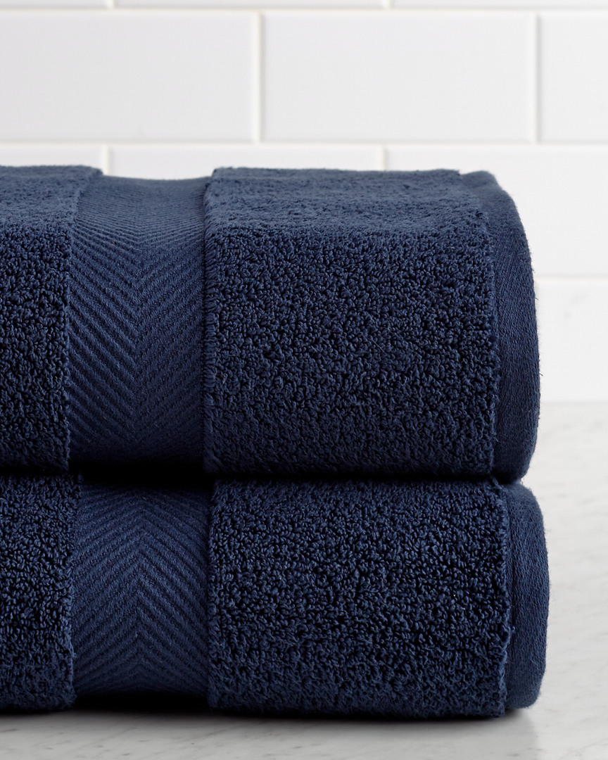 Superior Highly Absorbent Zero Twist 2pc Bath Sheet Set In Blue